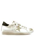 2SD Low White Black Leather Ice Suede