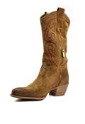 Texan Boots Taupe Aged Suede Embroidery