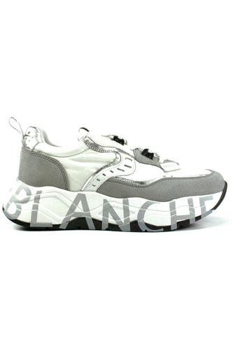 VOILE BLANCHEClub105 White Nylon Grey Suede Silver Detail