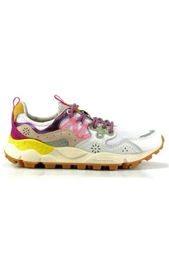 FLOWER MOUNTAINYamano 3 White Mesh Leather Pink Purple Yellow Suede