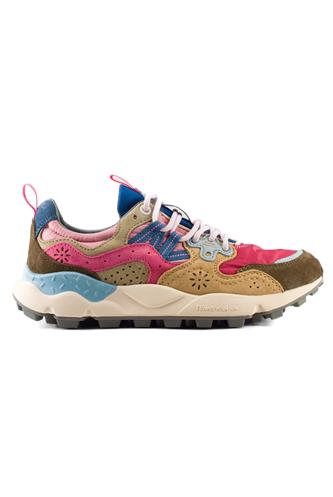 Yamano 3 Pink Nylon Brown Multicolor Suede, FLOWER MOUNTAIN