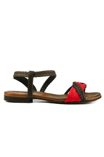 TRE TSandal Brown Braided Leather Red Leather