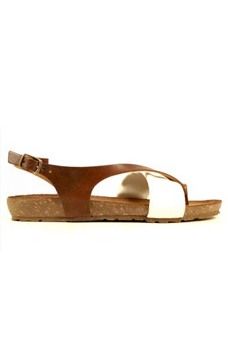 Fusbet Sandal White Brown Leather, LATIKA