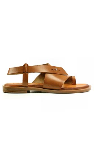 Sandal Brown Leather Flip Flop, LATIKA