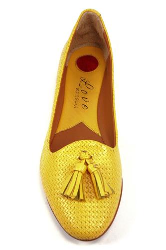 Glove Yellow Gorse Woven Leather Tassels