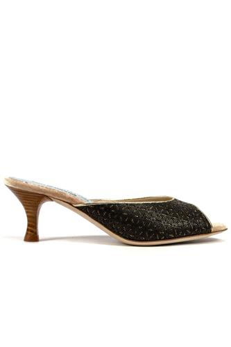Alice Mule Black Cutted Leather Gold, MINA BUENOS AIRES