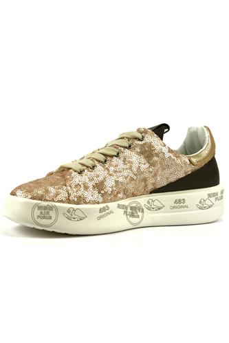 Belle Gold Paillettes Lminated Suede Black Leather