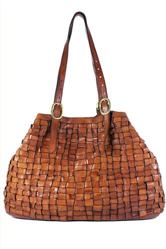 Edera Shopping Bag Cognac Woven Leather