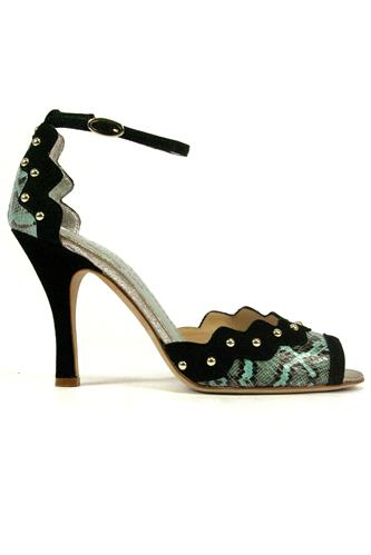 Claire Turquoise Ayers Black Suede Studs, MINA BUENOS AIRES