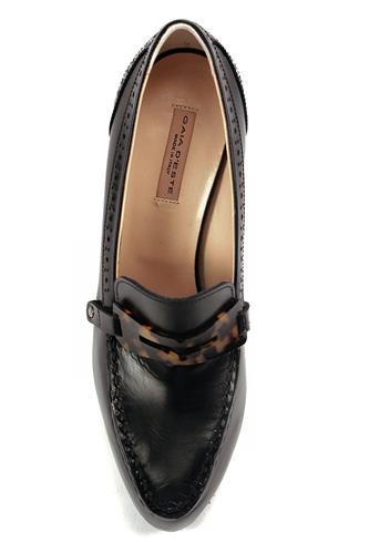 High Heel Plateau Shoes Black Leather