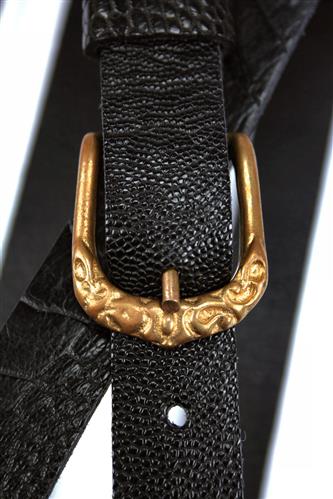Belts Ostrich Black Leather Gold Buckle