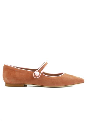 Mindy Leather Brown Suede Pink Profile, CHEVILLE