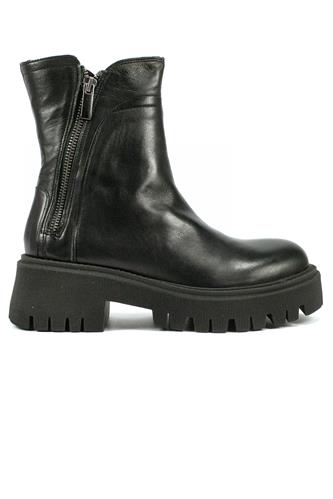 Boot Maxi Sole Double Zip Black Leather, OASI